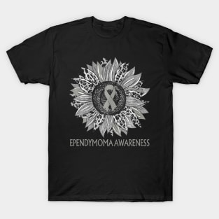 Leopard Sun Ependymoma Awareness Gray T-Shirt